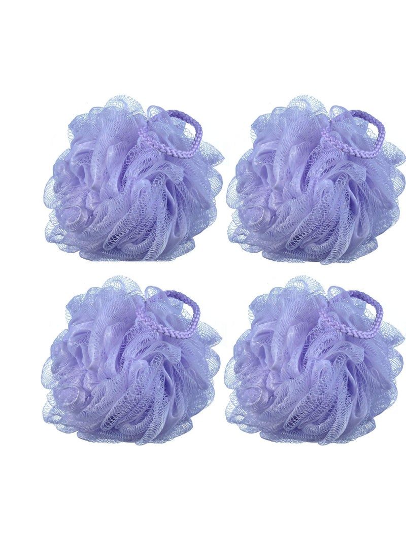 60g/pcs Purple Mesh Bath Sponge Shower Pouf Loofahs Shower Puff Pack of 4 (Purple)