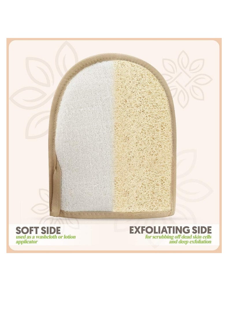 Premium Exfoliating Loofah Glove Pad Body Scrubber. Our Mitt Gloves are Made of Natural Egyptian Shower Loufa Sponge That Gets You Clean, Not Just Spreading Soap (2 Pack)