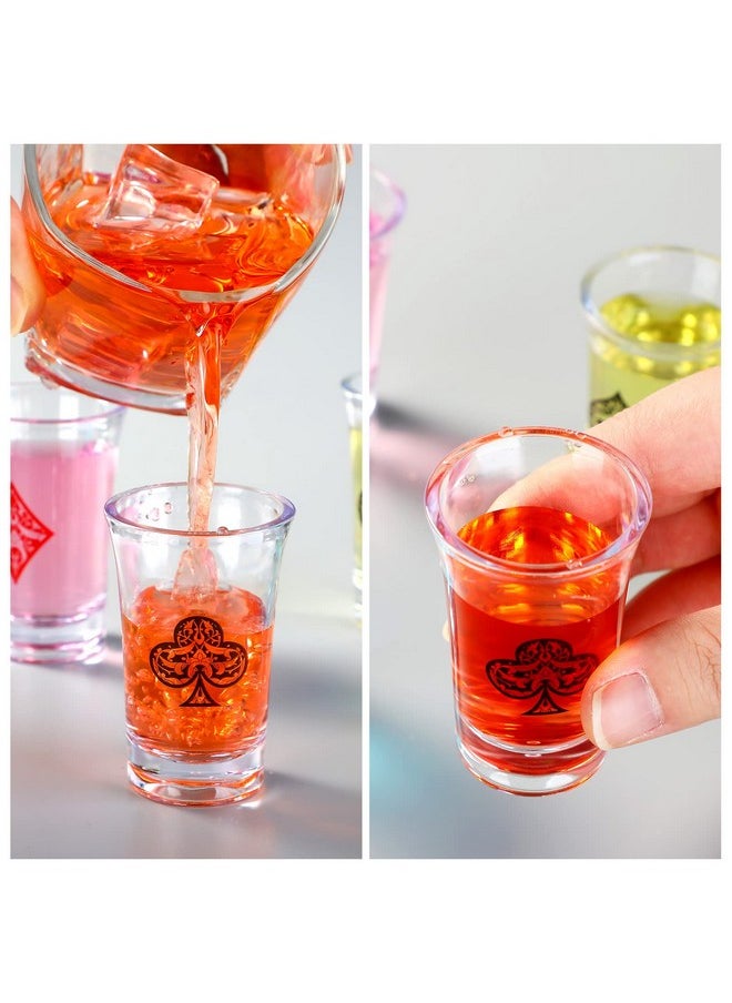 24 Pcs Casino Party Favors 1.2 Ounce Acrylic Shots Glass For Adults Poker Game Night Party Decoration Funny Shot Glasses For Vegas Theme Party Decoration Casino Birthday Party Decoration