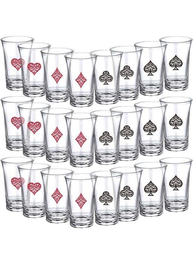 24 Pcs Casino Party Favors 1.2 Ounce Acrylic Shots Glass For Adults Poker Game Night Party Decoration Funny Shot Glasses For Vegas Theme Party Decoration Casino Birthday Party Decoration