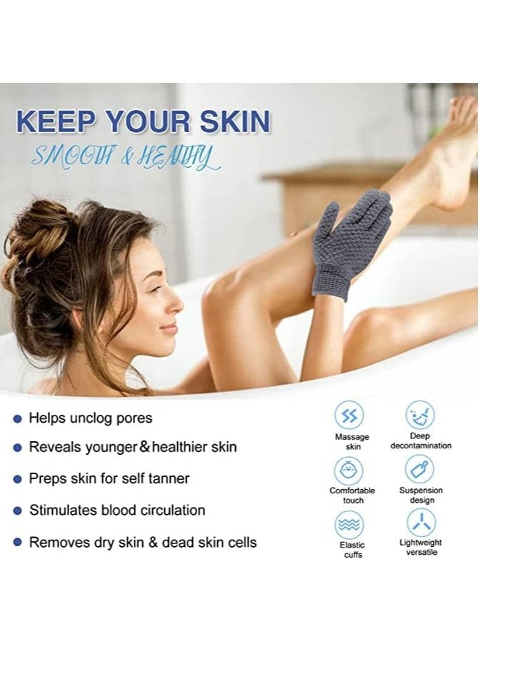 Yiclick 6Pairs Heavy Exfoliating Gloves,Body Scrub Exfoliator for Dead Skin Remover,Exfoliating Body Scrubber for Bath Shower Exfoliation,Exfoliate Sponge Loofah Washcloth Mitt Men Women Grey