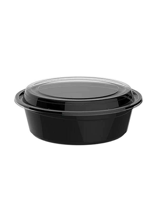 10-Piece Round Disposable Food Container With Lid Black 13x18x8.5cm