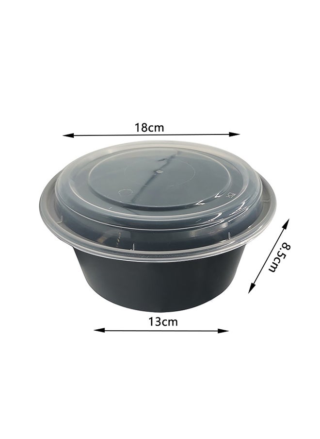 10-Piece Round Disposable Food Container With Lid Black 13x18x8.5cm