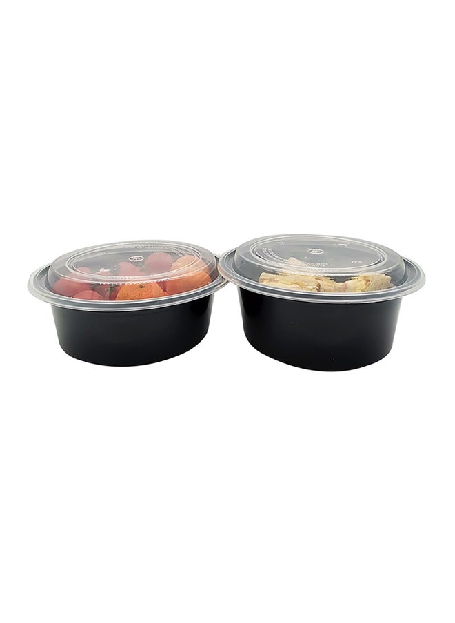 10-Piece Round Disposable Food Container With Lid Black 13x18x8.5cm