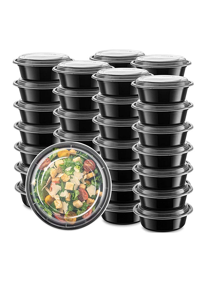 10-Piece Round Disposable Food Container With Lid Black 13x18x8.5cm