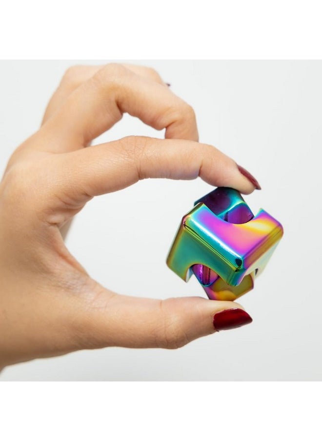 Qubi Cube Spinner 4-In-1 Spinning Toy- Helps With Anxiety, Adhd, Autism, Stress & Focus- Desktop Edc Fidgets Spinner Aluminum Alloy Build For Kids & Adults. Multi-Colored.