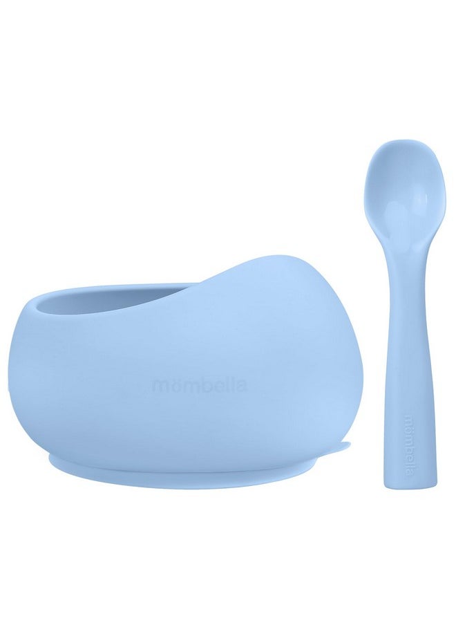 Silicone Suction Bowls For Baby 6 Months Up, Durable Baby Food Bowls And Spoons Feeding Set, Reducing Meal Messes, Non-Slip Design, Bpa-Free Toddler Bowls With Strong Suction, Blue