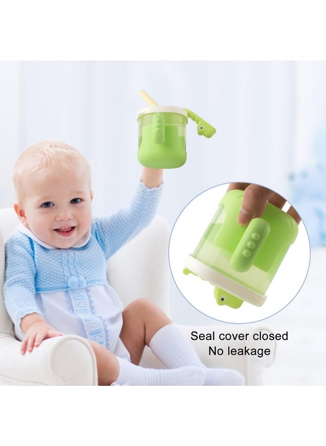 Toddler Sippy Cup,Kid Cups With Lid And Straw,Crocodile Child Sippy Cup,Leakproof Closed Buckles Kids Tumblers,Spill Proof Toddler Cups (Green)