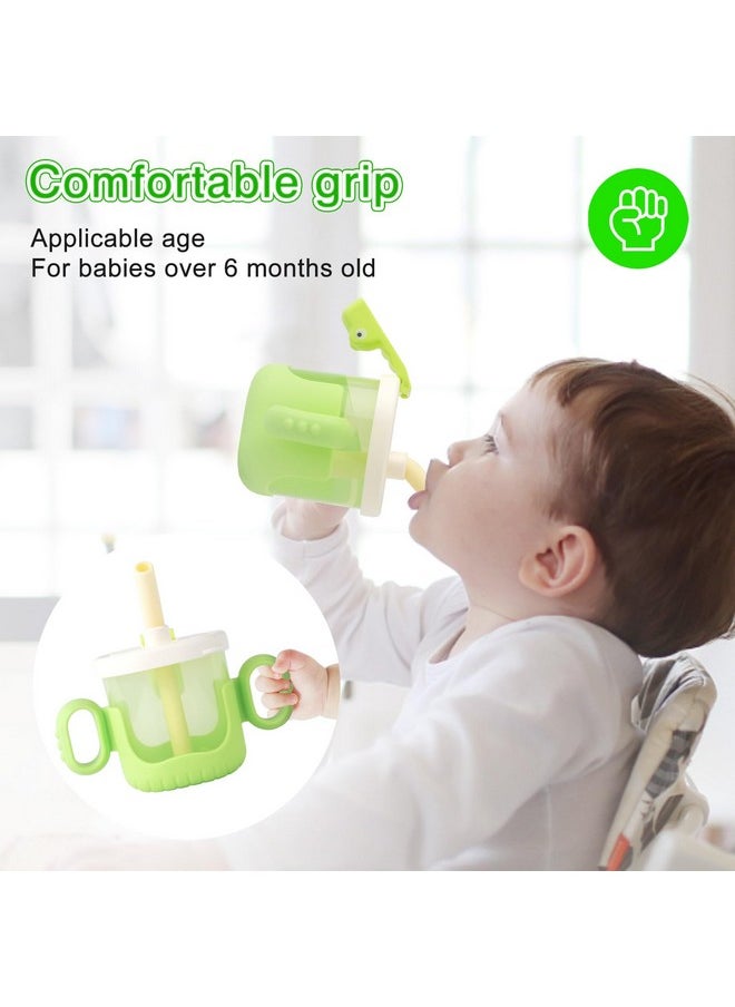 Toddler Sippy Cup,Kid Cups With Lid And Straw,Crocodile Child Sippy Cup,Leakproof Closed Buckles Kids Tumblers,Spill Proof Toddler Cups (Green)