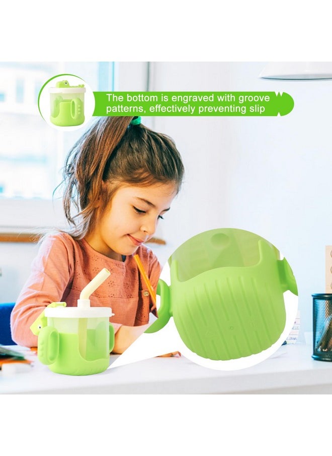 Toddler Sippy Cup,Kid Cups With Lid And Straw,Crocodile Child Sippy Cup,Leakproof Closed Buckles Kids Tumblers,Spill Proof Toddler Cups (Green)