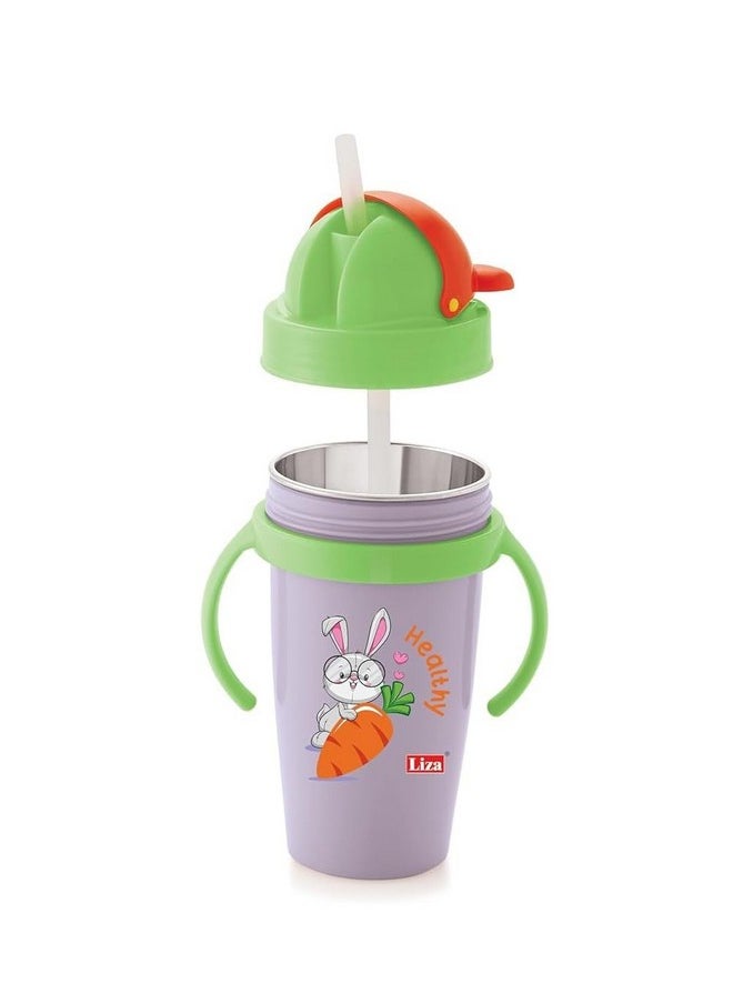 Premium Baby Sipper Anti Spill Sippy Cup With Soft Silicone Straw Bpa Free & Non Toxic For Baby/Kids Of 9+ Months - (360 Ml, Violet)