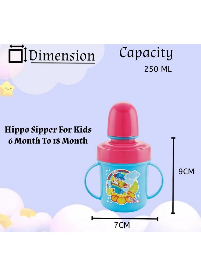 Hippo Stainless Steel Baby Spout Sipper Cup For Kids Age 3 Months To 18 Months 250 Ml (Sky Blue)