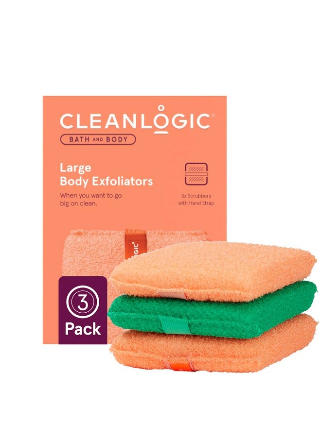 Bath And Body Exfoliating Body Scrubber, Large Exfoliator Tool For Smooth And Softer Skin, Daily Skincare Routine, Assorted Colors, 3 Count Value Pack