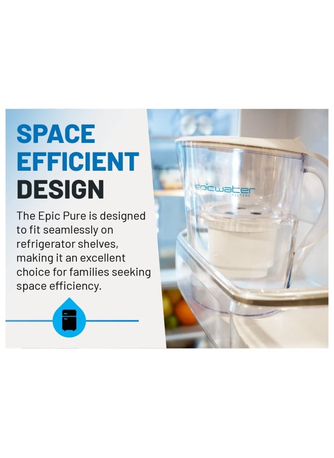 Epic Water Filters Epic Pure Water Filter Pitcher 100 Bpa-Free Removes Fluoride Lead Chromium 6 Pfos Pfoa Heavy Metals Microorganisms Pesticides Chemicals Industrial Pollutants And More 3.5L