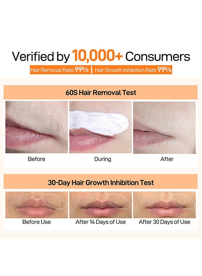 60s Upper Lip Hair Removal Cream, Hair Removal Cream For Upper Lip Face And Chin Fast And Gentle With 30X Delay Hair Growth Moisturizing Hair Removal With Almond Oil And Aloe Vera Extract 20g