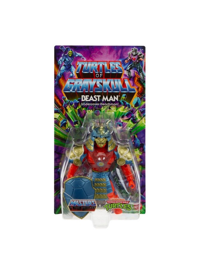 Mattel Origins Turtles Of Grayskull Action Figure & Accessories, Beast Man Collectible Toy With 16 Joints, Tmnt & Motu Crossover