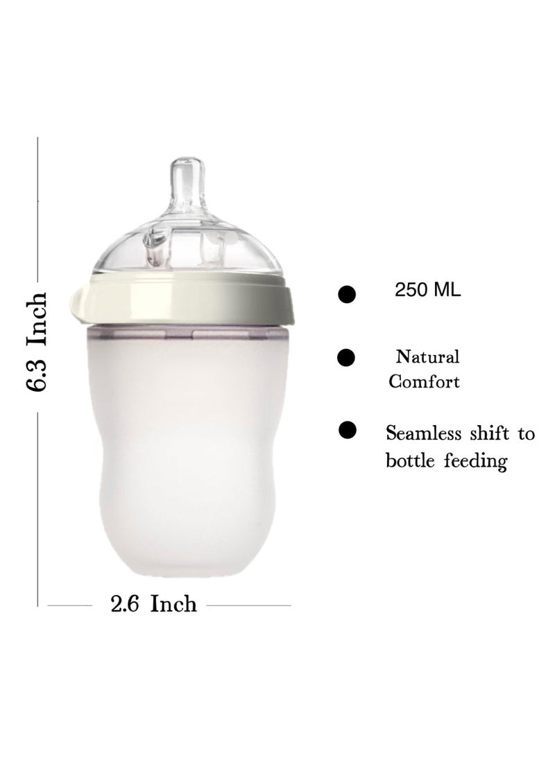 Baby Feeding Milk Bottle, Infant, Newborn Baby, Extra Soft, Easy To Squeeze, 8Oz 250 ML, Natural Comfort, Anti-Colic, Gravity Ball, Pack of 2 (White)