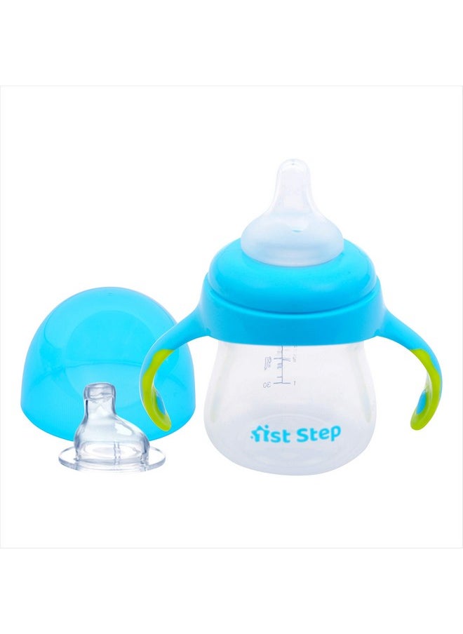 2 In 1 Bpa Free Polypropylene Feeding Bottle Cum Soft Spout Sipper With Twin Handle (Blue)