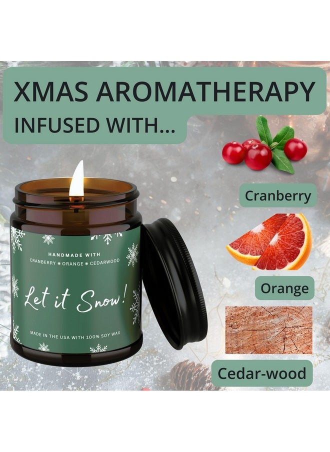 Introducing Our Exclusive Let It Snow Christmas Candle: Cranberry, Orange & Cedar-Wood Enchanting Holiday Scented Soy Wax Candle For A Cozy Winter Atmosphere! (9 Oz)