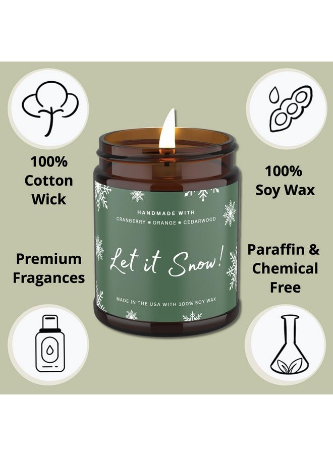 Introducing Our Exclusive Let It Snow Christmas Candle: Cranberry, Orange & Cedar-Wood Enchanting Holiday Scented Soy Wax Candle For A Cozy Winter Atmosphere! (9 Oz)