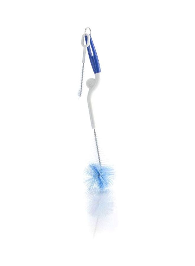 2-In-1 Bottle And Nipple Brush, Blue/White, 1 Piece