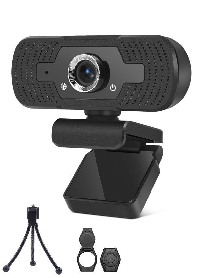 1080P Webcam with Microphone, 30 FPS Full HD Web Camera, 2 Mics Streaming Webcam, 360°Rotation Angle 90°View USB Camera for Calls/Conference/Laptop/Computer