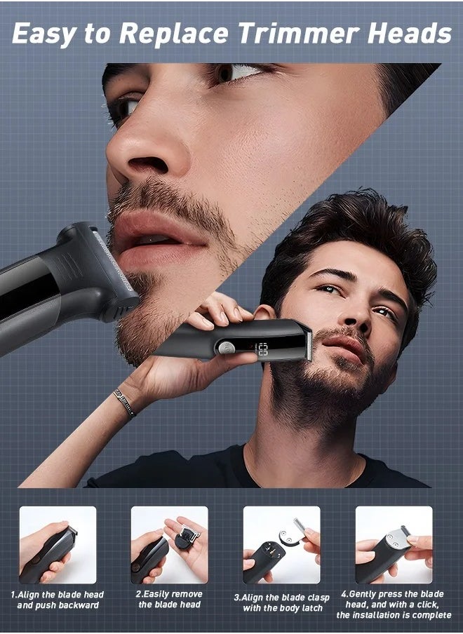 Hair Clipper Cordless Professional 5 in 1 Hair Trimmers Beard Trimmer ,Multifunctional Mens Grooming Kit for Beard Face Nose and Ear Hair USB Rechargeable Electric Shaver for Men with Storage Base