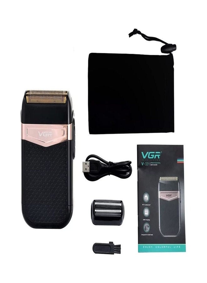 V-331 Twin Blade Foil Shaver Beard Trimmer Professional Rechargeable Cordless Electric Shaver Razor Black/Rose Gold