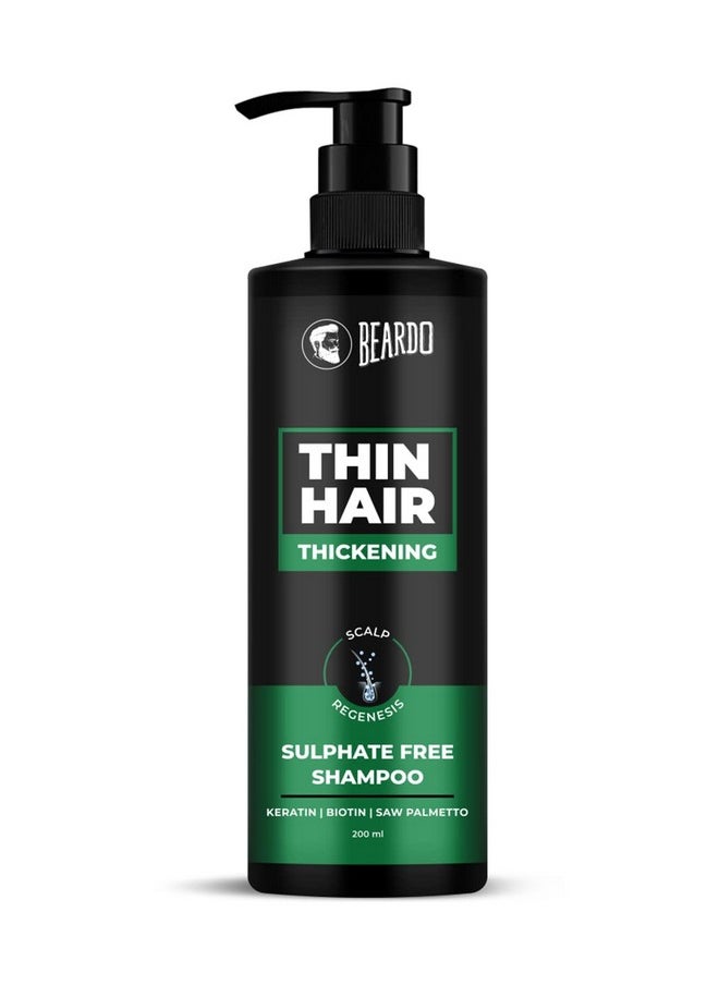 Thin Hair Thickening Sulphate Free Shampoo, 200 Ml | Keratin Shampoo For Men | Sulphate And Paraben Free Shampoo | Biotin & Saw Palmetto For Strong & Thick Hair