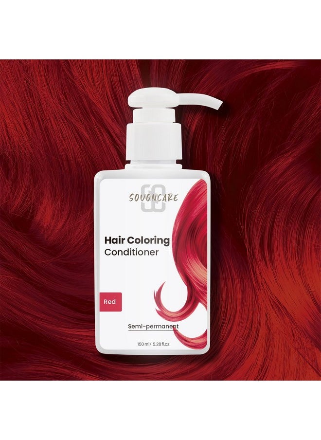 Red Semi-Permanent Hair Dye Depositing Conditioner For Colored Hair, 5.28 Oz - Color Results In 10 Minutes, Cruelty-Free Haircare