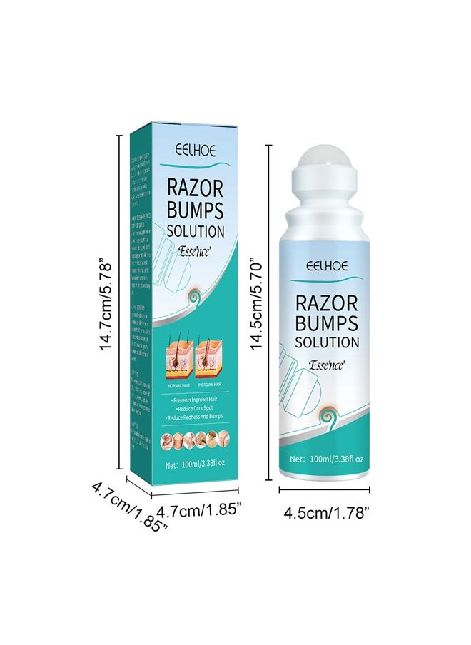 Razor Bump Solution，Prevents Ingrown Hair Reduce Dark Spot Reduce Redhess And Bumps，Hair Growth Inhibitor Safe and Gentle, Delay Hair Growth, No Black Spots，Roll-on 100ml