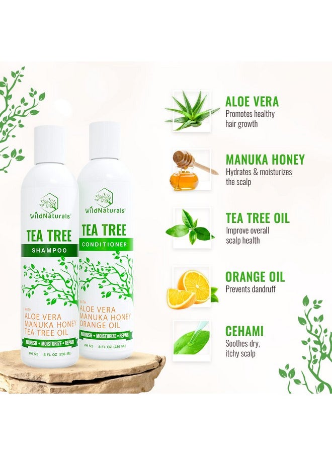 Tea Tree Oil Shampoo And Conditioner Set - Dry Scalp Treatment For Itchy Relief - Anti-Dandruff Thickening Formulas For Men & Women, All Hair Types