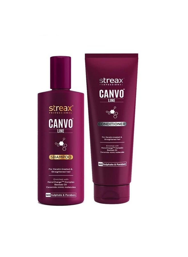 Professional Canvoline Shampoo 300Ml & Conditioner 240 Ml Combo Pack Of 2 (For Straightening Hair)