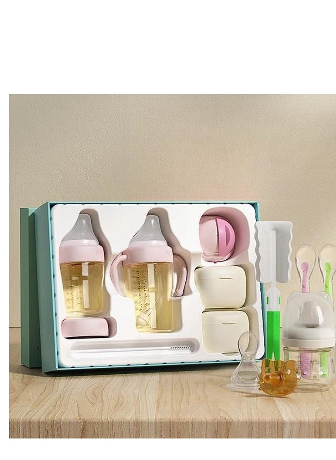 Newborn Baby Drop Resistant And Anti Bloating Straw Bottle Gift Box Set