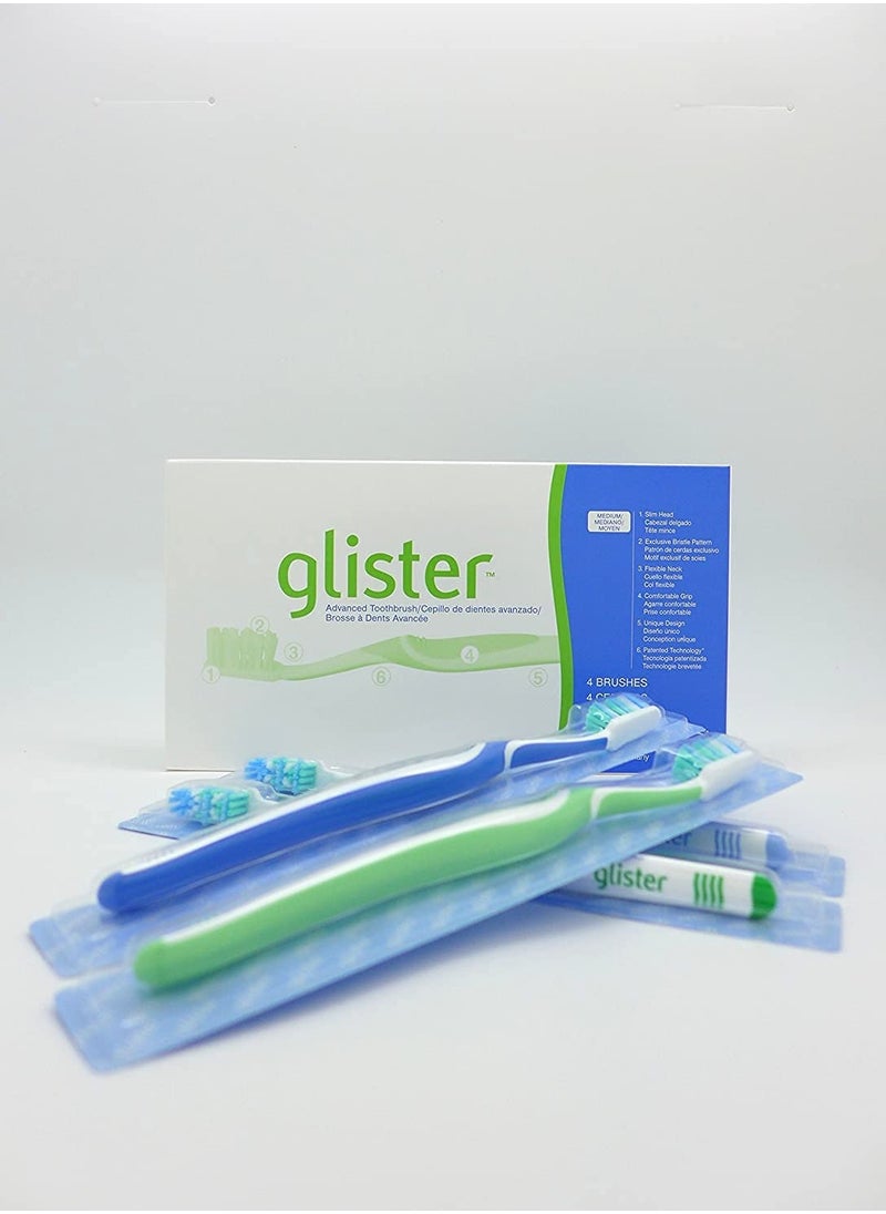 Glister Advanced manual Toothbrush for adults(Multicolor, Pack of 4 Brushes)