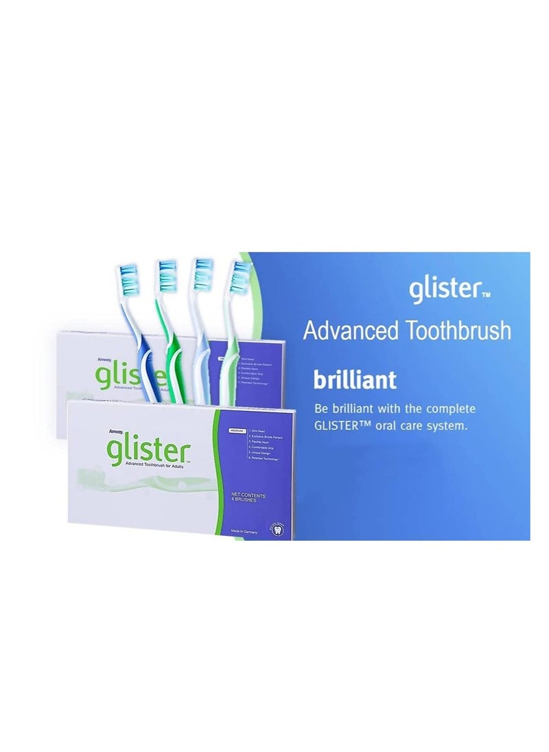 Glister Advanced manual Toothbrush for adults(Multicolor, Pack of 4 Brushes)