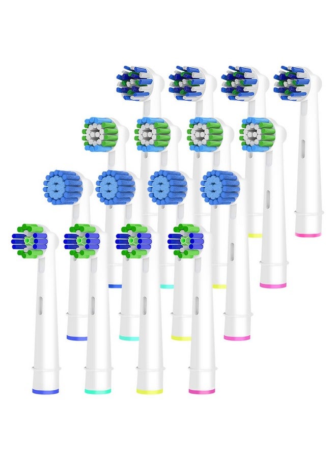 16Pcs Replacement Brush Heads Compatible With Oral B Electric Toothbrushes. Pack Of 4 Precision Clean,4 Cross Clean,4 3D Whitening Clean And 4 Sensitive Clean.