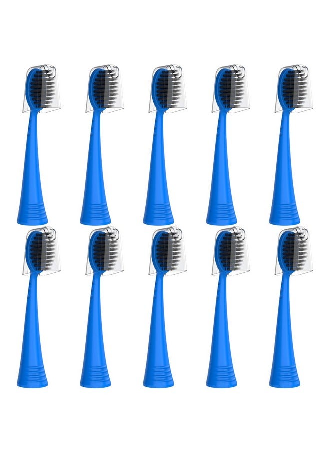 Replacement Kids Toothbrush Heads With Covers For Burst (10 Count, Blue)