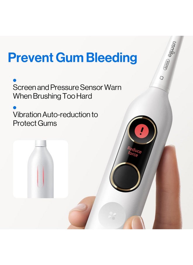 Electric Toothbrush With Smart Screen Showing Missed Spots, Rechargeable Electric Toothbrush For Adults With Pressure Sensor, Ipx8 Waterproof Travel Powered Toothbrush One Charge Last 180 Days