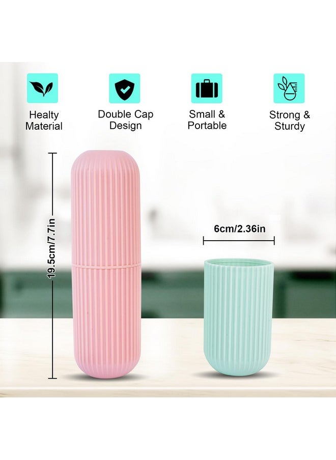 Travel Toothbrush Case, Toothbrush Holder Travel, Toothbrush Case For Traveling, Camping, Home, School, Business, Bathroom, 2 Pack (Green, Pink)