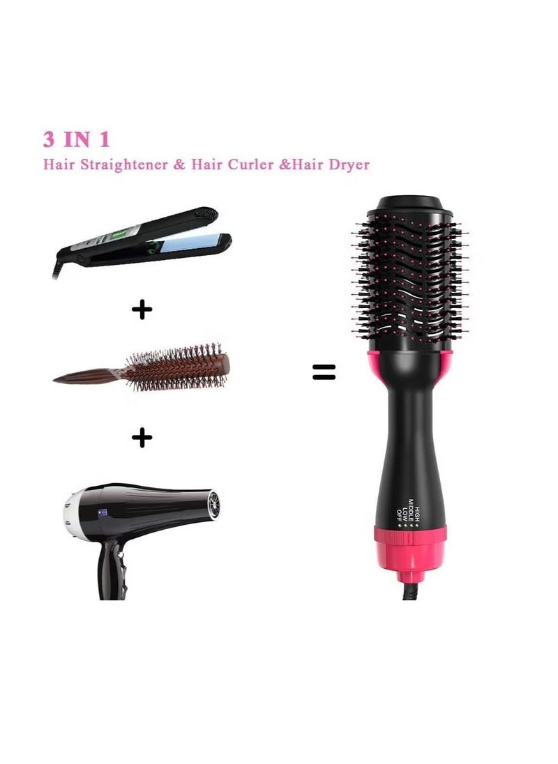 One Step Hair Dryer and Volumizer Brush, 3 In 1, Black and Pink