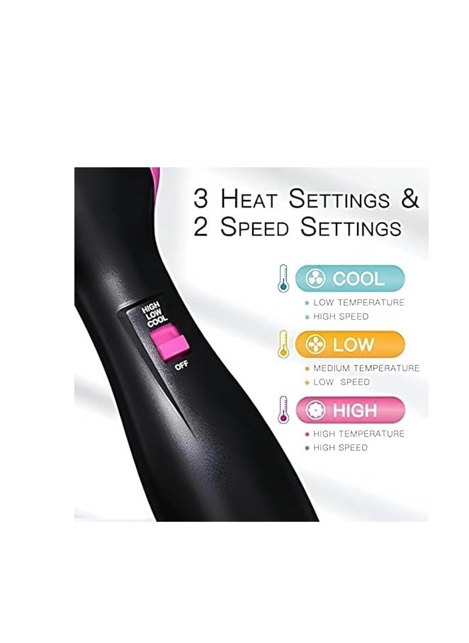 One Step Hair Dryer and Volumizer Brush, 3 In 1, Black and Pink