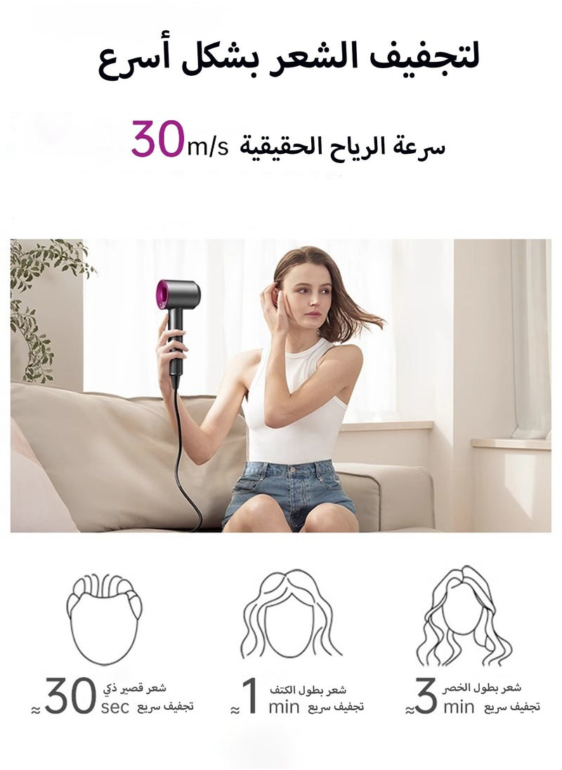 Professional Ionic Hair Dryer, Powerful 1600W Quick Dry Low Noise Hair Dryer with 5 Concentrated Nozzles 1 Wall Mount Bracket for Home Salon Travel