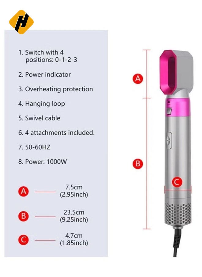 Airwrap Styler 5 in 1 Hair Dryer Hot Air Brush Styler Negative ​Ion Hair Straightener Volumizer Hair Curler Hot Air Wrap Comb