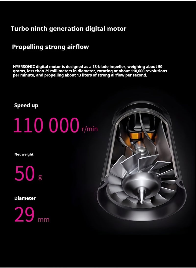 Hair Dryer with 2 Hair Conditionars And 1.8m Line, Sliver 1800W Professional Blow High Wind Speed Dryer With Negative Ion And Overheat Protection
