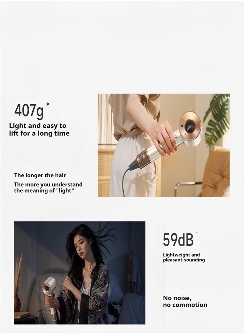 Hair Dryer with 2 Hair Conditionars And 1.8m Line, Sliver 1800W Professional Blow High Wind Speed Dryer With Negative Ion And Overheat Protection