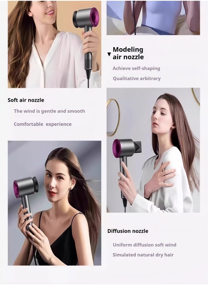 Hair Dryer with 2 Hair Conditionars And 1.8m Line, Sliver 1800W Professional Blow High Wind Speed Dryer With Negative Ion And Overheat Protection