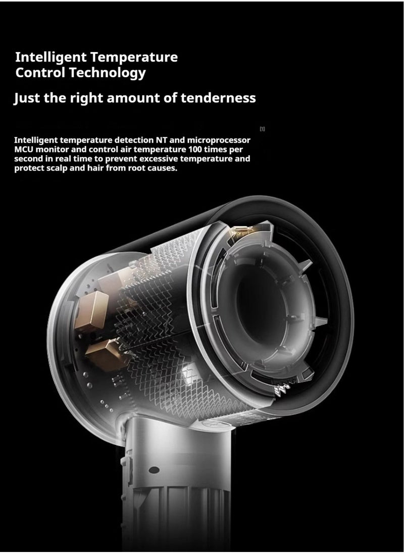 Hair Dryer with 2 Hair Conditionars And 1.8m Line, Sliver 1800W Professional Blow High Wind Speed Dryer With Negative Ion And Overheat Protection