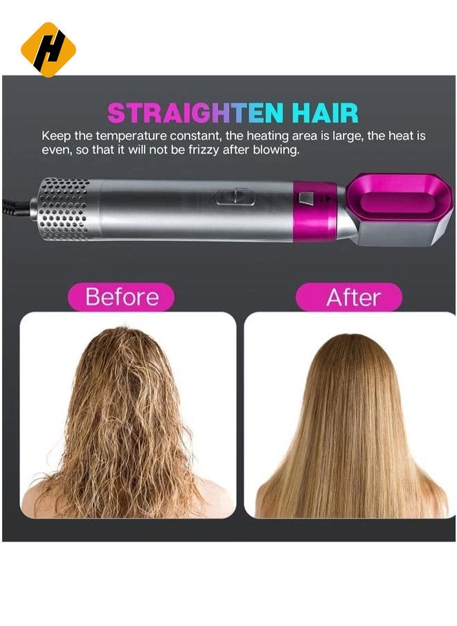 5 in 1 Hot Air Brush | Hair Dryer, Hair Styler, and Styler All-in-One with Interchangeable Attachments | for All Hair Types | Negative Ion Technology | Perfect for Travel