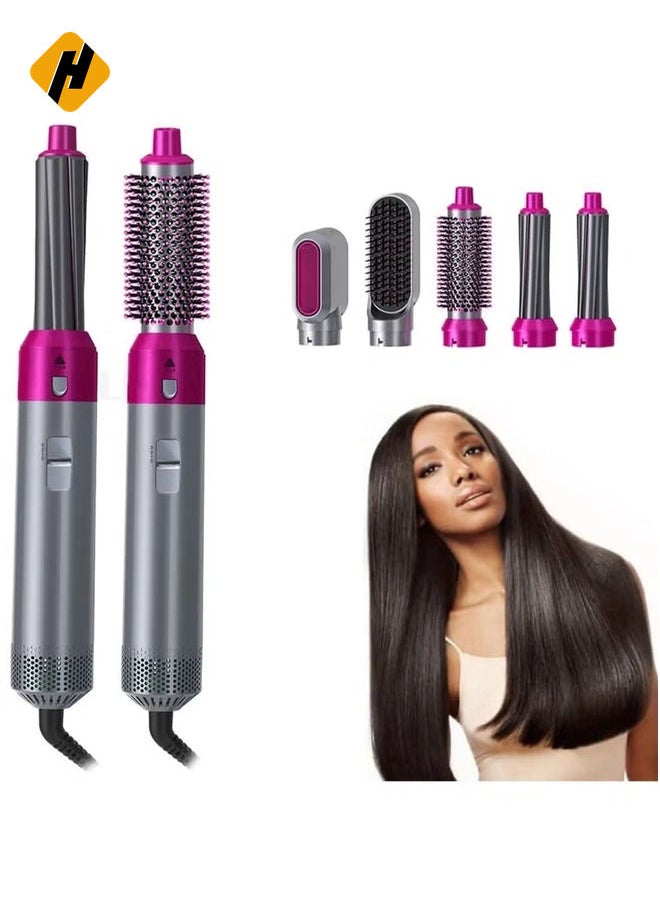 5 in 1 Hot Air Brush | Hair Dryer, Hair Styler, and Styler All-in-One with Interchangeable Attachments | for All Hair Types | Negative Ion Technology | Perfect for Travel